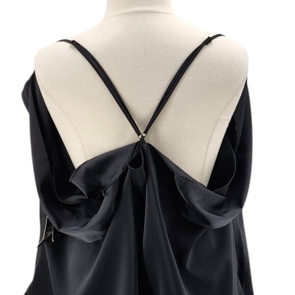 NWT Eloquii Black Satin Off The Shoulder Cowl Neck Blouse Top Womens 28 - Picture 6 of 13